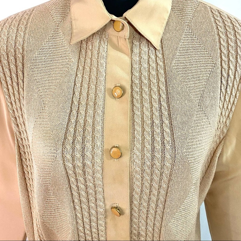 Philippe Marques Tan Pullover Button Front Sweater - image 8